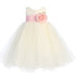 Lito Baby Girls Ivory Pink Sash Poly Silk Tulle Flower Girl Dress 6-24M - SophiasStyle.com